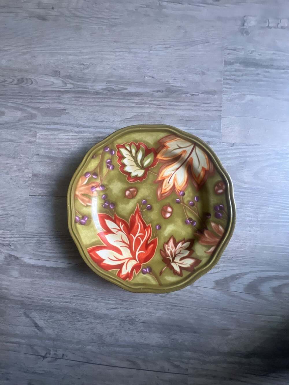 Better Homes and Gardens Fall Leaf and Acorn Pattern Salad Bowl Plate